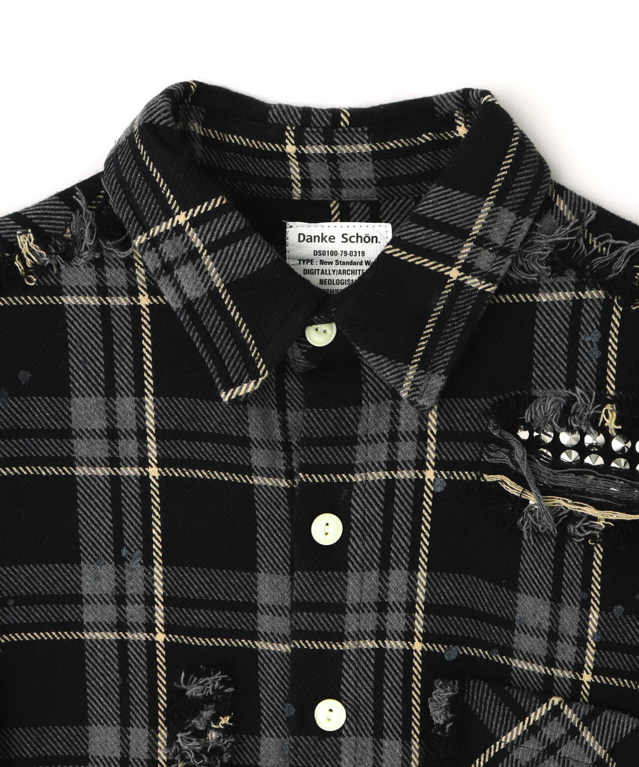 DankeSchon/ダンケシェーン/STUDS FLANNEL CHECK L/S SHIRTS