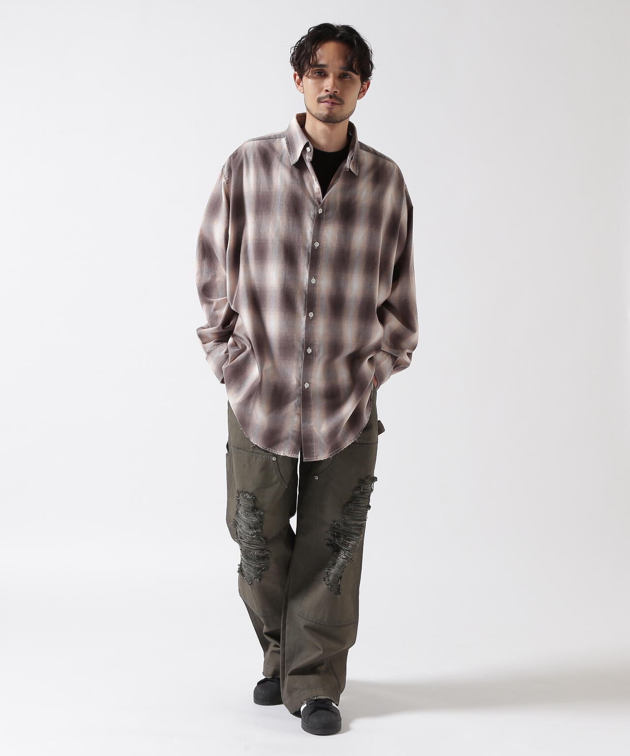WHITELAND/ホワイトランド/DAMEGE CHECK SHIRT