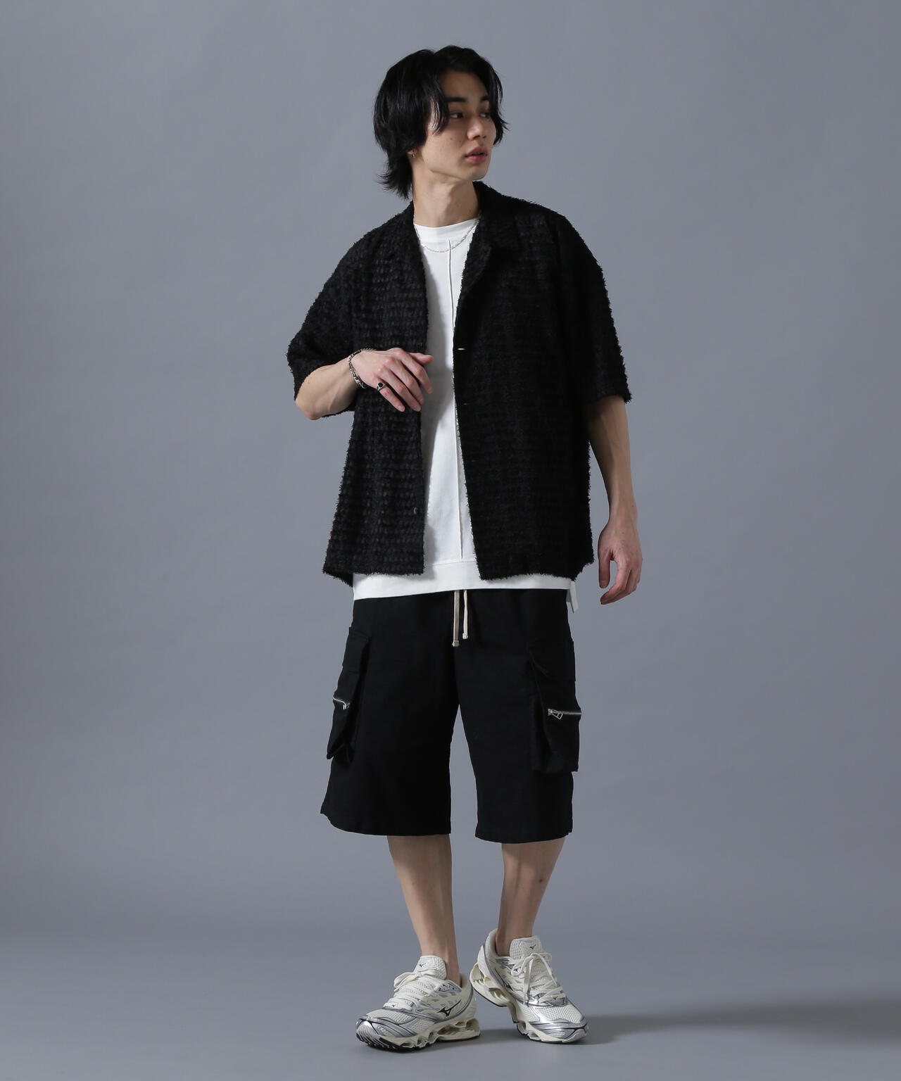 DankeSchon/ダンケシェーン/SHEER SHAGGY JACQUARED S/S SHIRTS