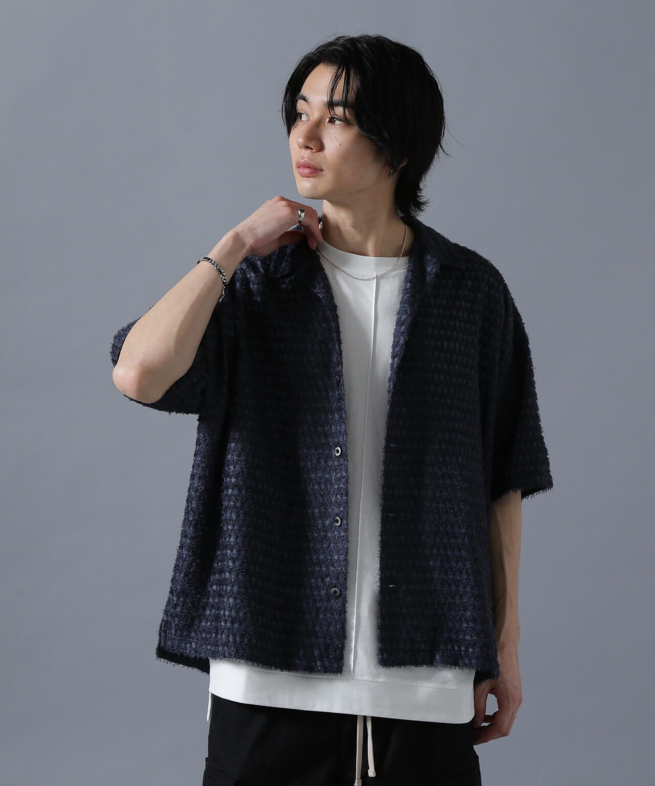 DankeSchon/ダンケシェーン/SHEER SHAGGY JACQUARED S/S SHIRTS