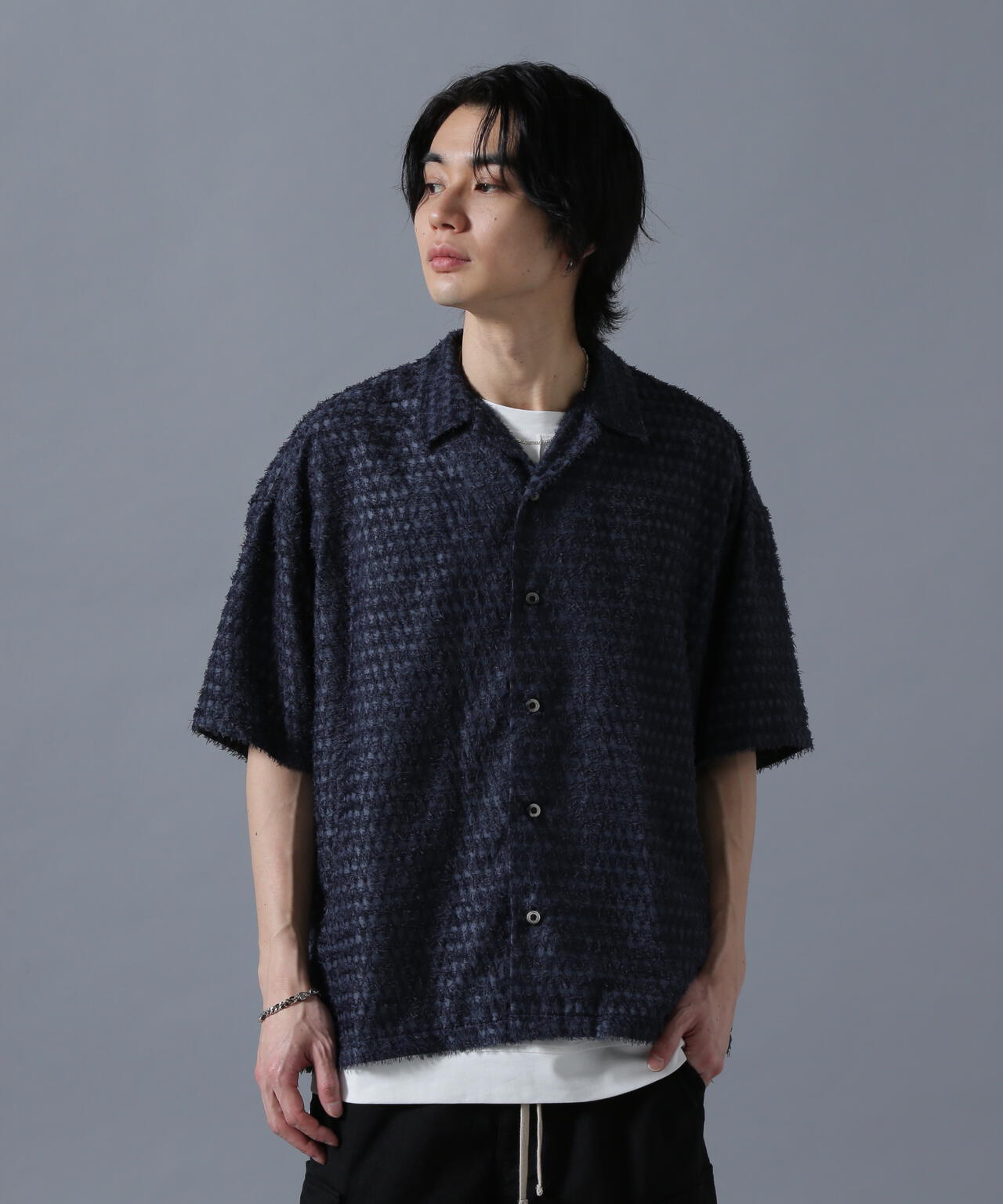 DankeSchon/ダンケシェーン/SHEER SHAGGY JACQUARED S/S SHIRTS