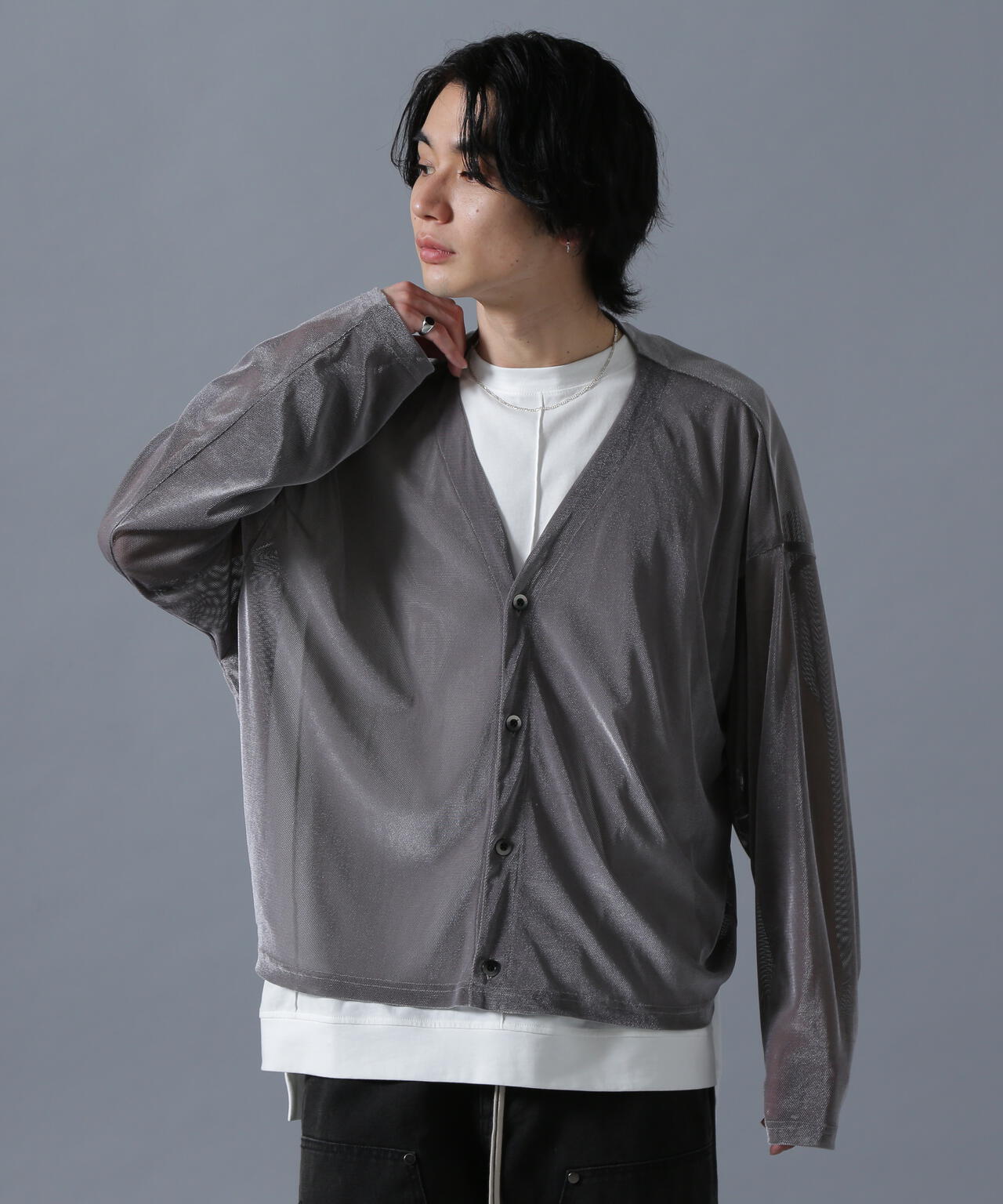 DankeSchon/ダンケシェーン/MESH VELOR CARDIGAN