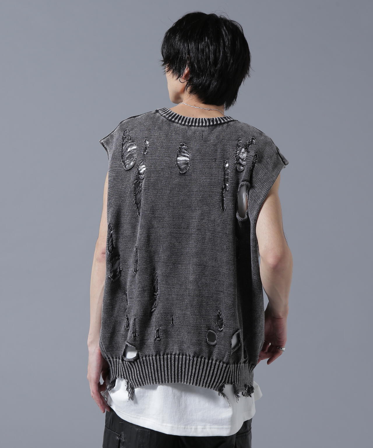 DankeSchon/ダンケシェーン/PIGMENT DAMAGE KNIT VEST
