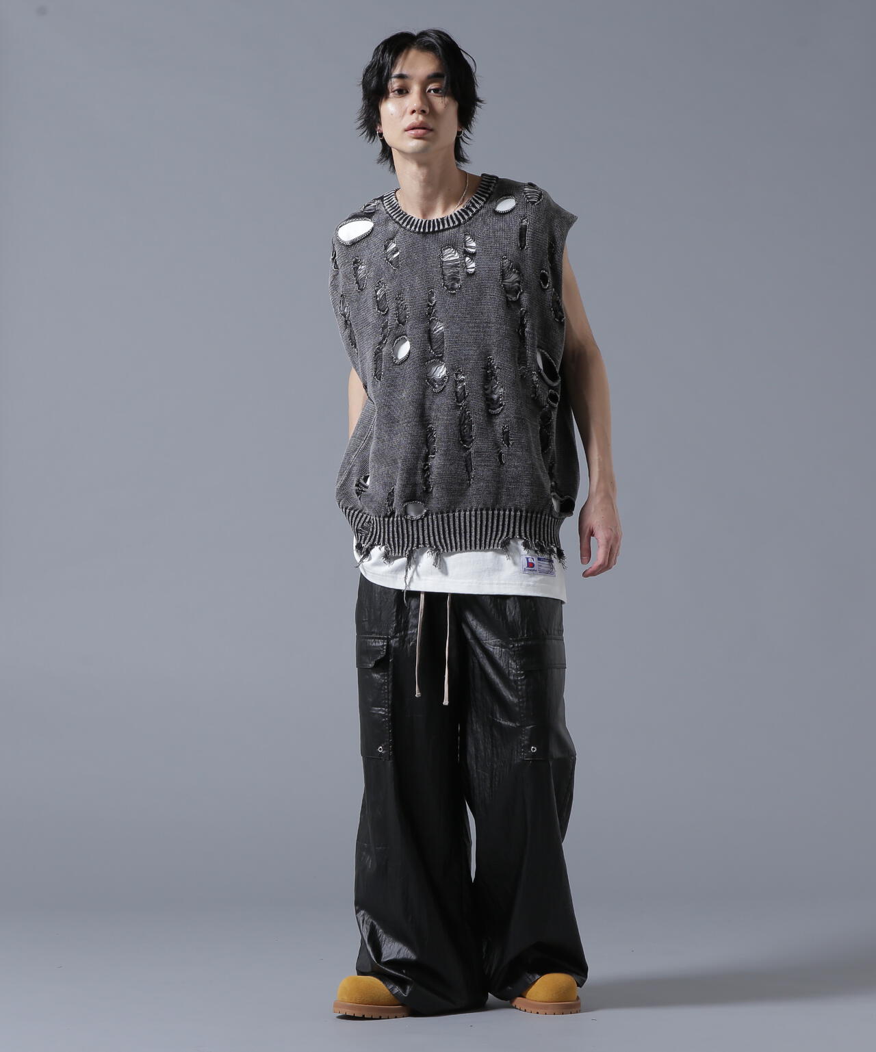 DankeSchon/ダンケシェーン/PIGMENT DAMAGE KNIT VEST