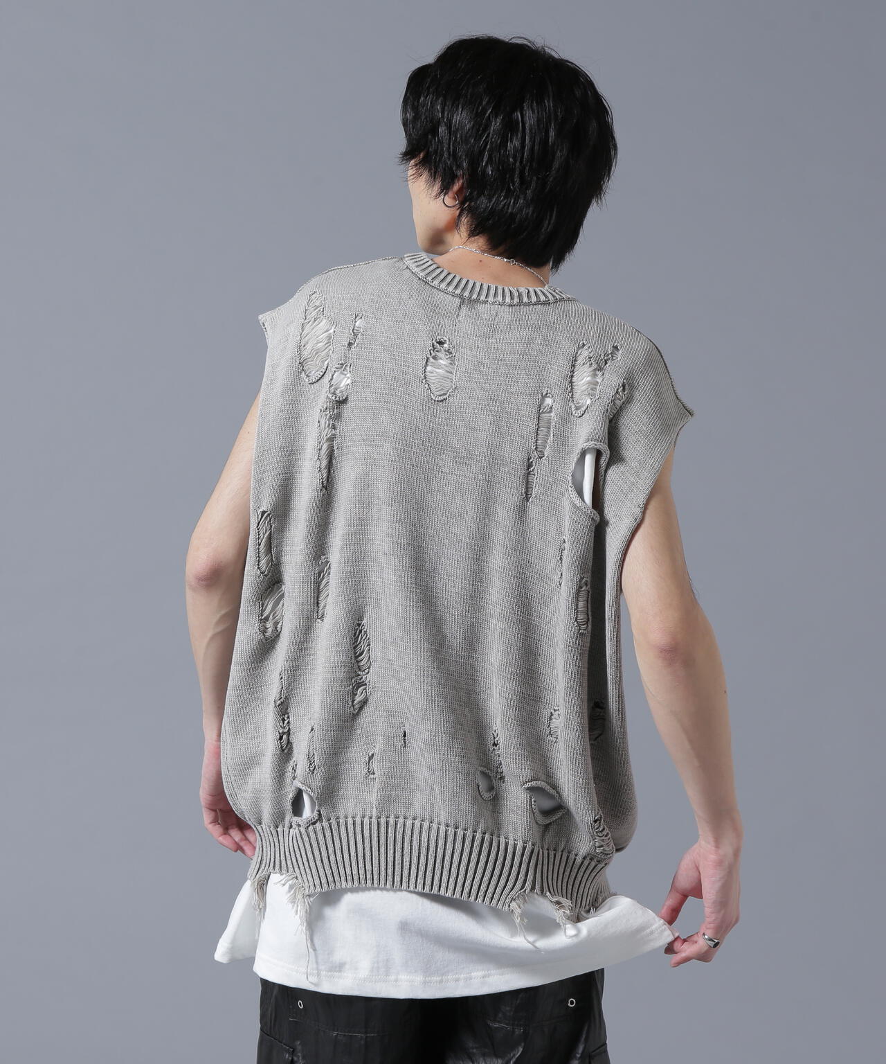 DankeSchon/ダンケシェーン/PIGMENT DAMAGE KNIT VEST