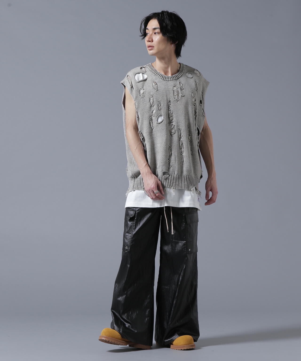 DankeSchon/ダンケシェーン/PIGMENT DAMAGE KNIT VEST