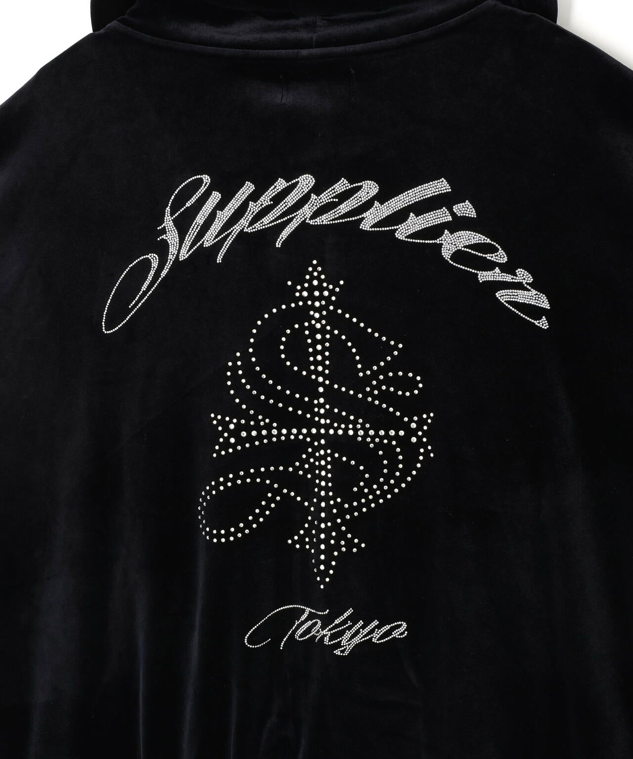 SUPPLIER/サプライヤー/CROSS RHINESTONE VELOUR ZIP HOODIE