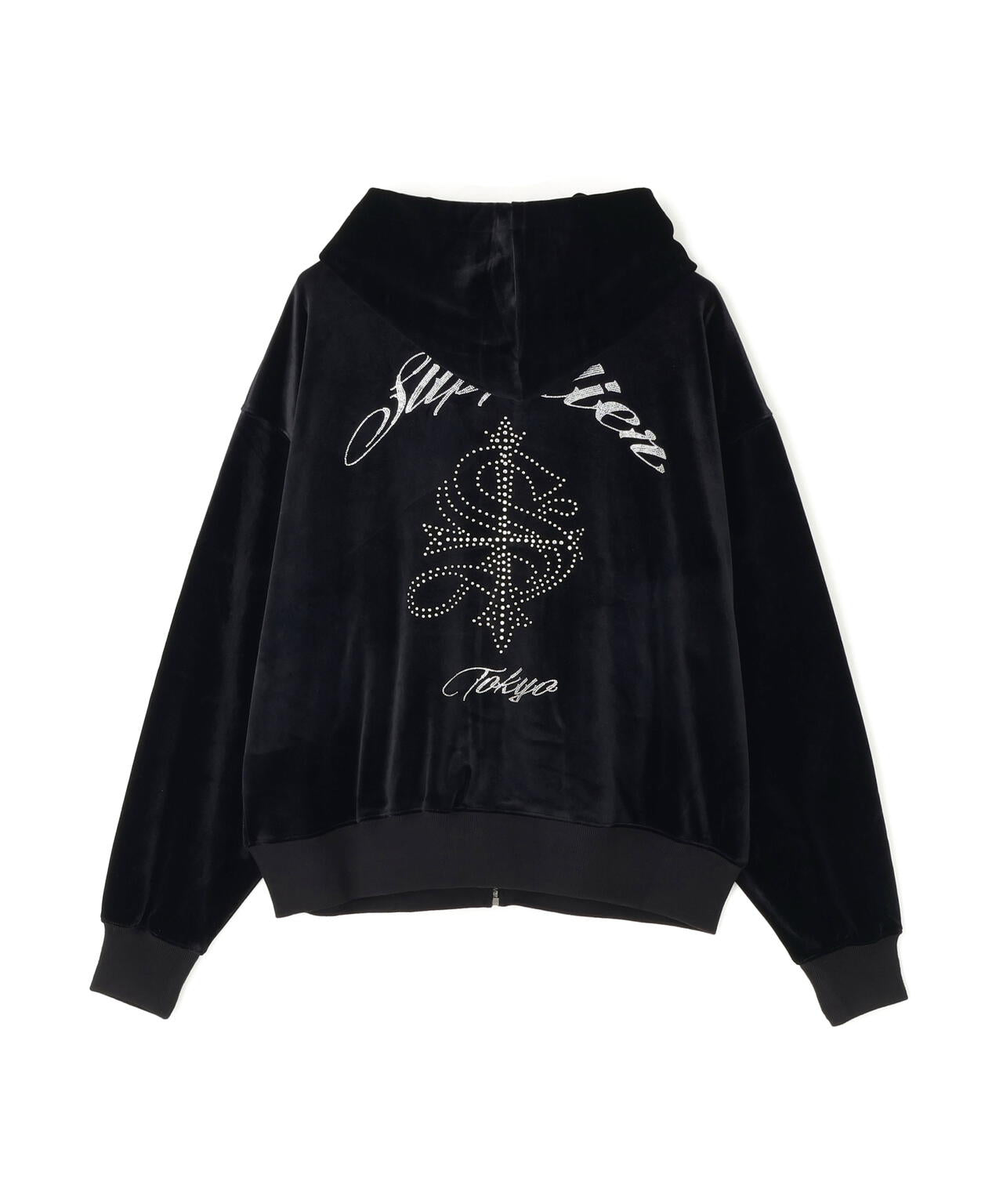 SUPPLIER/サプライヤー/CROSS RHINESTONE VELOUR ZIP HOODIE