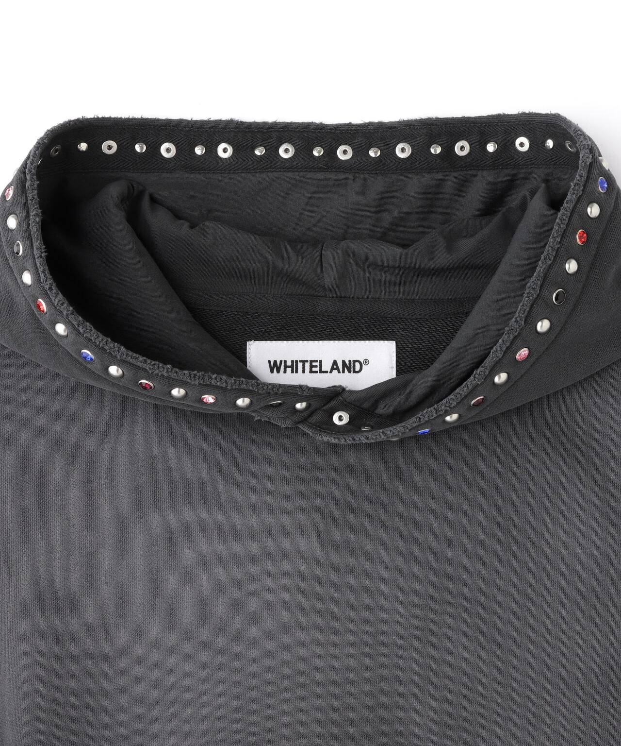 WHITELAND/ホワイトランド/STUDS DAMAGE HOODIE