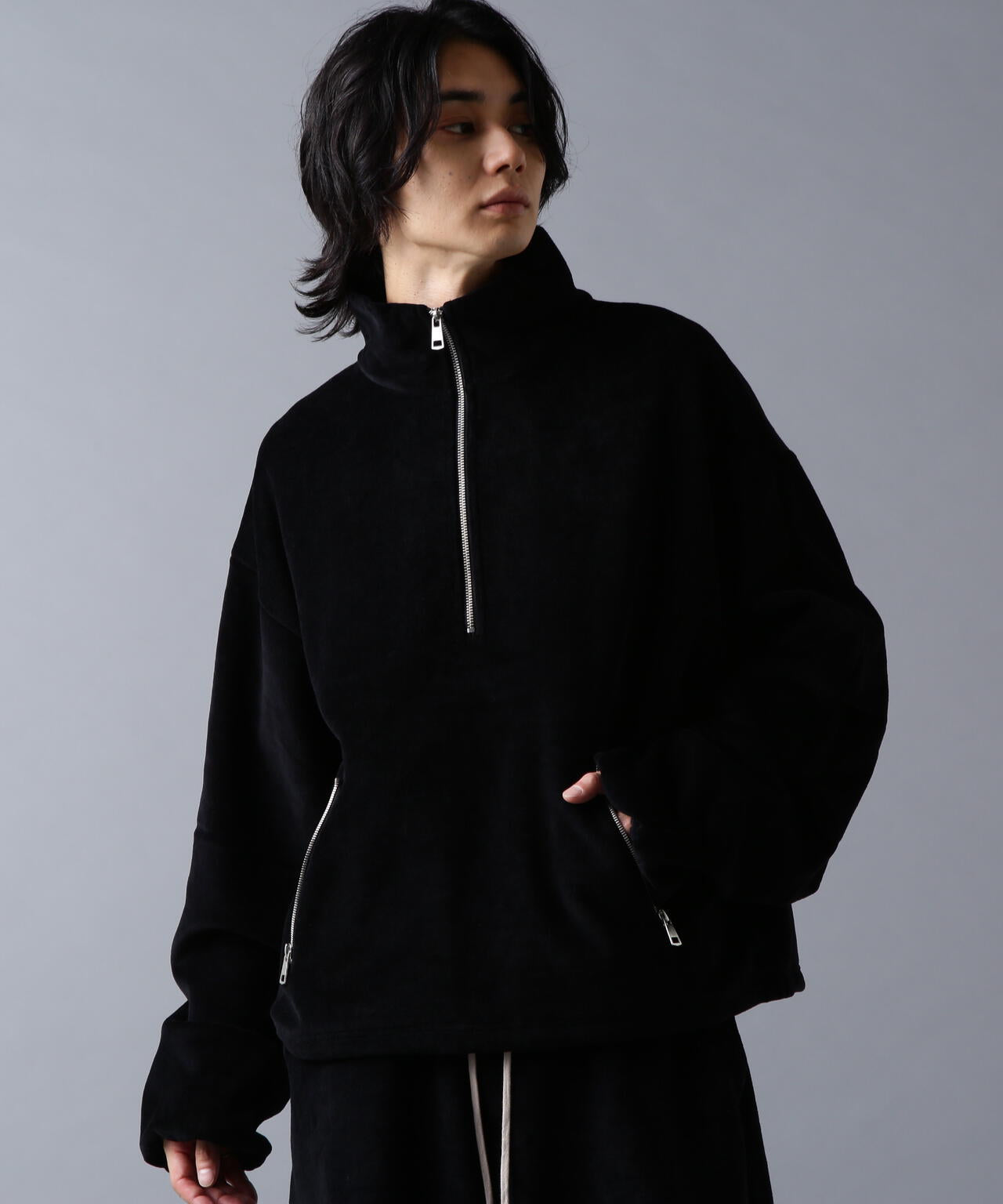 DankeSchon/ダンケシェーン/W-FACE VELOUR HALF ZIP STAND