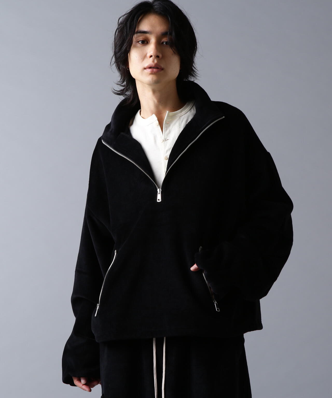 DankeSchon/ダンケシェーン/W-FACE VELOUR HALF ZIP STAND
