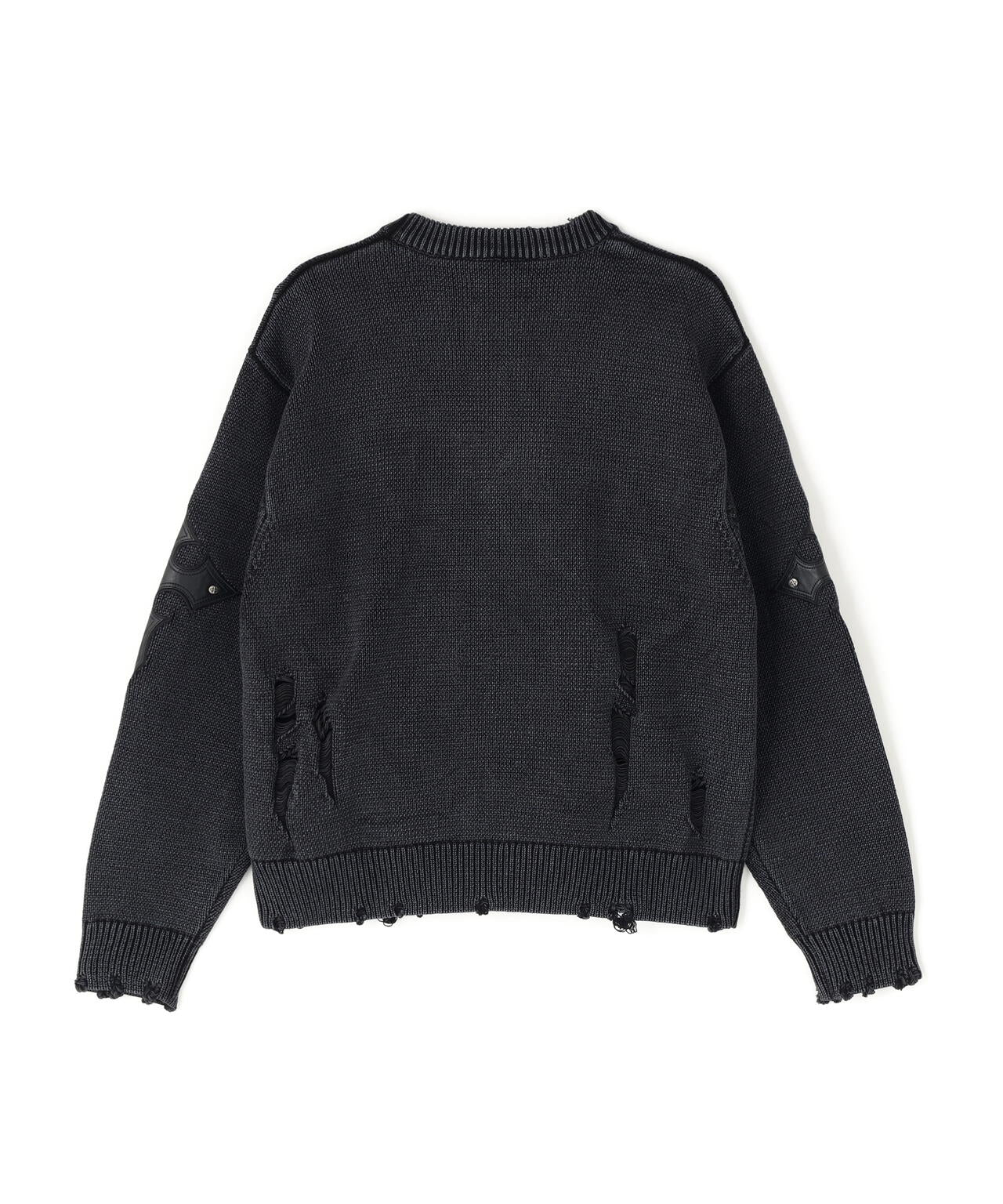 SUPPLIER/サプライヤー/DISTRESSED CROSS LEATHER PATCH KNIT