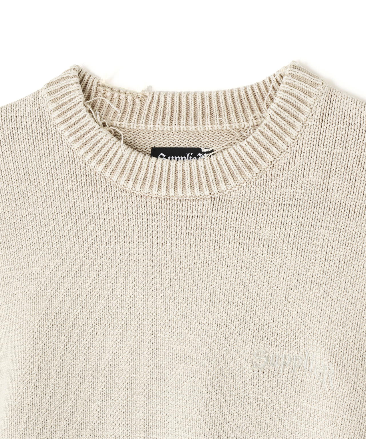 SUPPLIER/サプライヤー/DISTRESSED CROSS LEATHER PATCH KNIT
