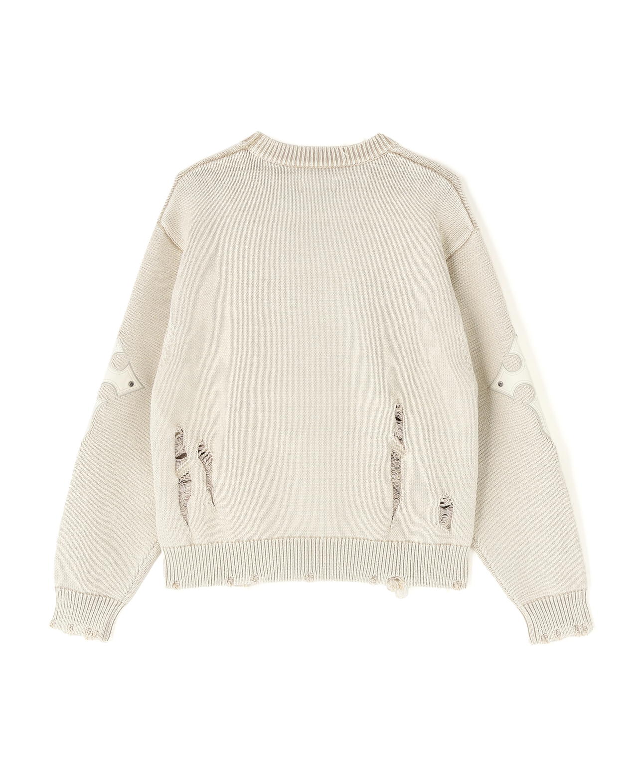 SUPPLIER/サプライヤー/DISTRESSED CROSS LEATHER PATCH KNIT
