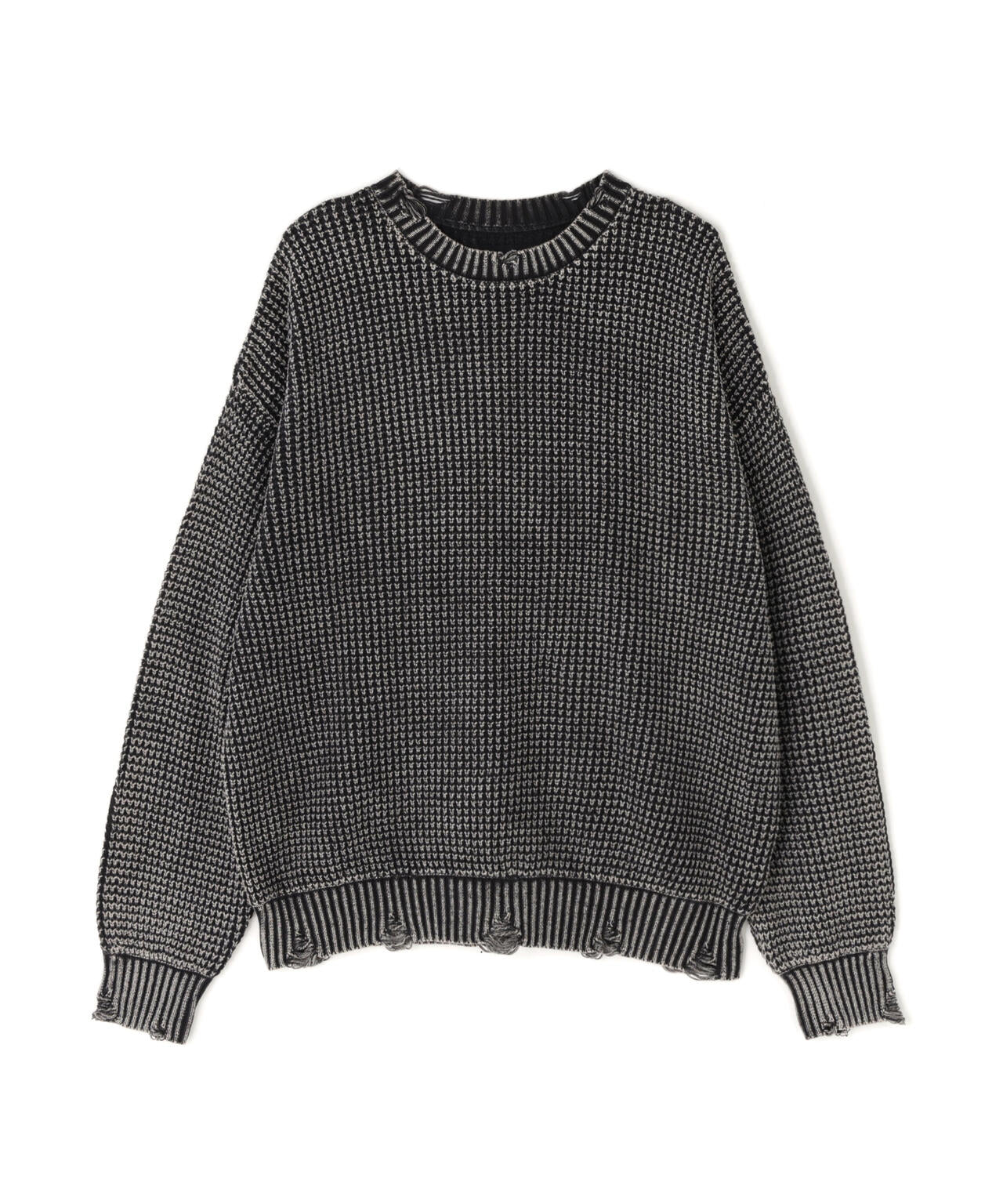 【WEB&DEPOT限定】DankeSchon/ダンケシェーン/PIGMENT STONE DAMAGE AZE CREWNECK