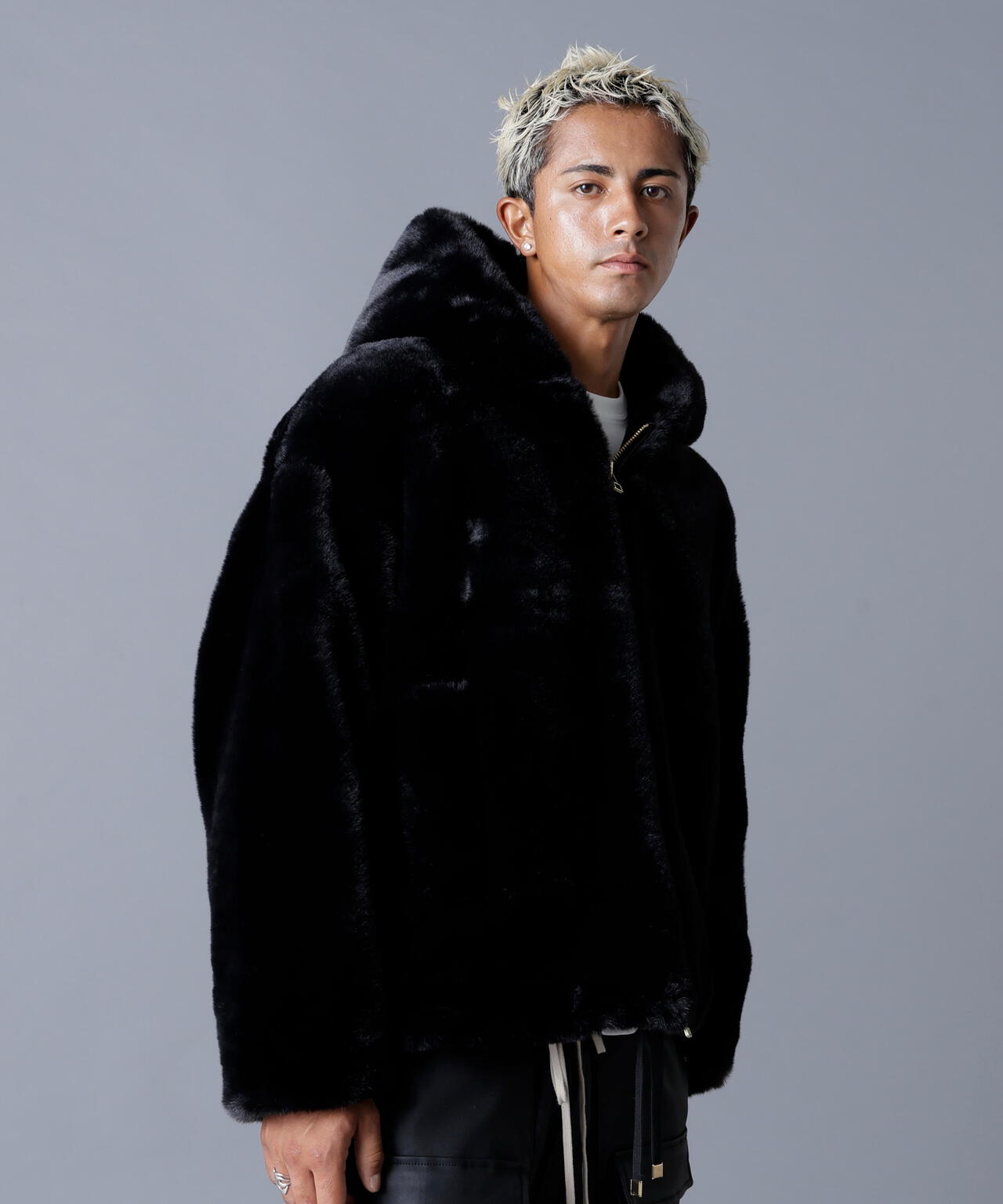 DankeSchon/ダンケシェーン/ECO FUR HOOD BLOUSON BLACK