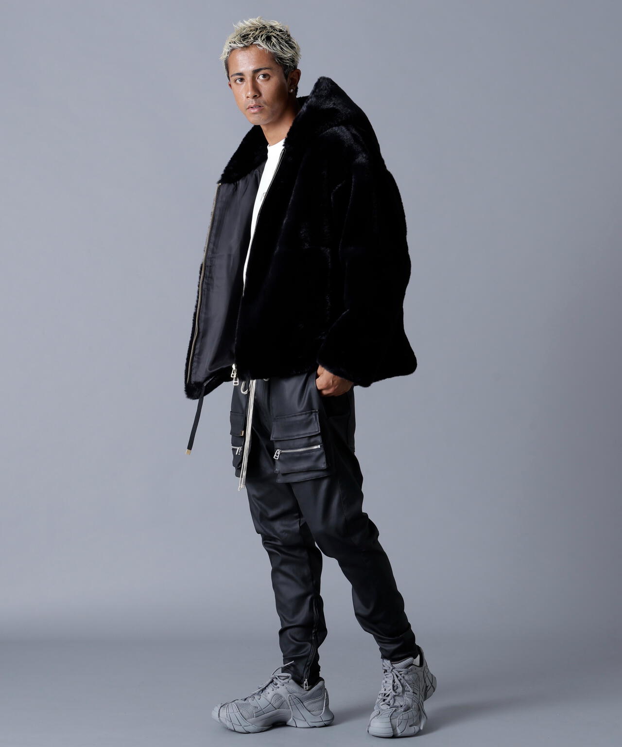 DankeSchon/ダンケシェーン/ECO FUR HOOD BLOUSON BLACK