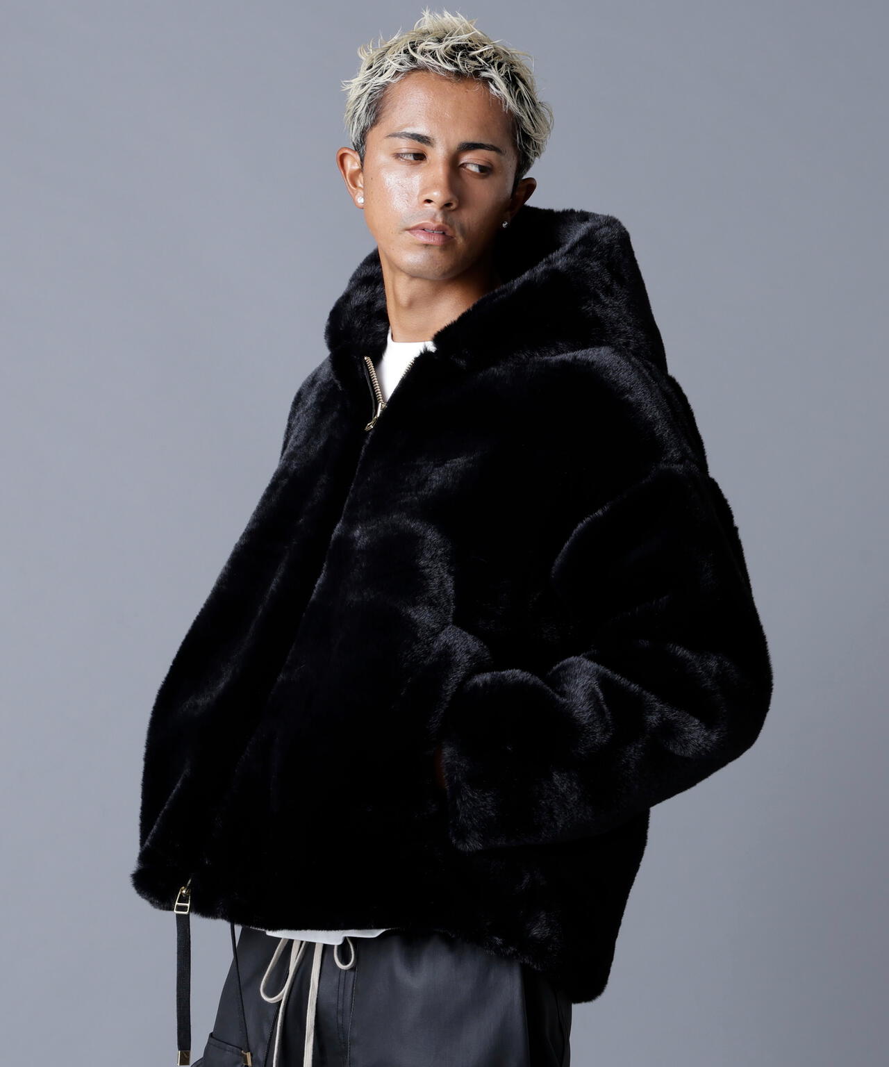 DankeSchon/ダンケシェーン/ECO FUR HOOD BLOUSON BLACK