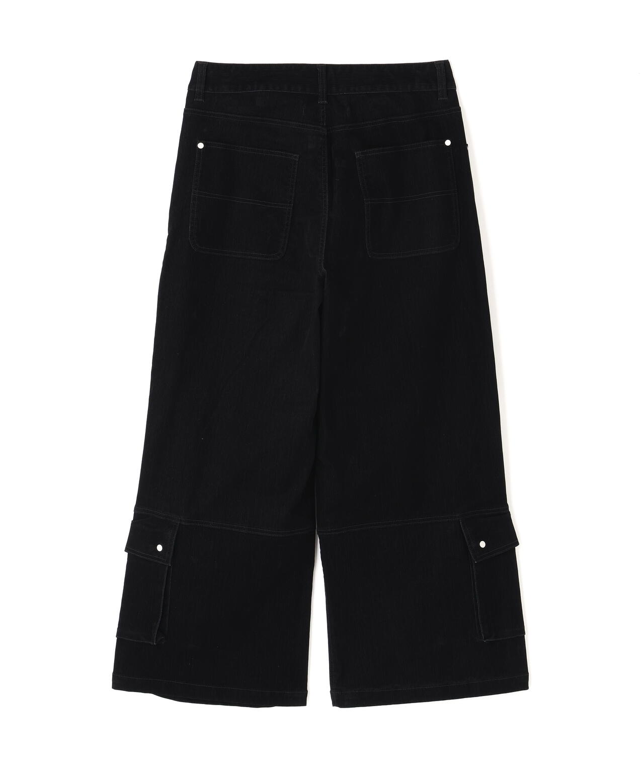 DankeSchon/ダンケシェーン/FLOCKY DENIM FLARE CARGO PANTS