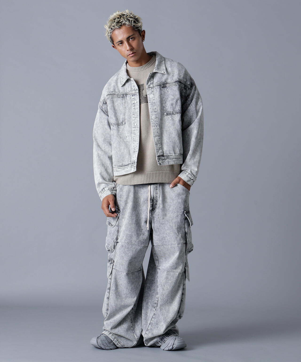 DankeSchon/ダンケシェーン/12OZ CHEMICAL DENIM CARGO PANTS