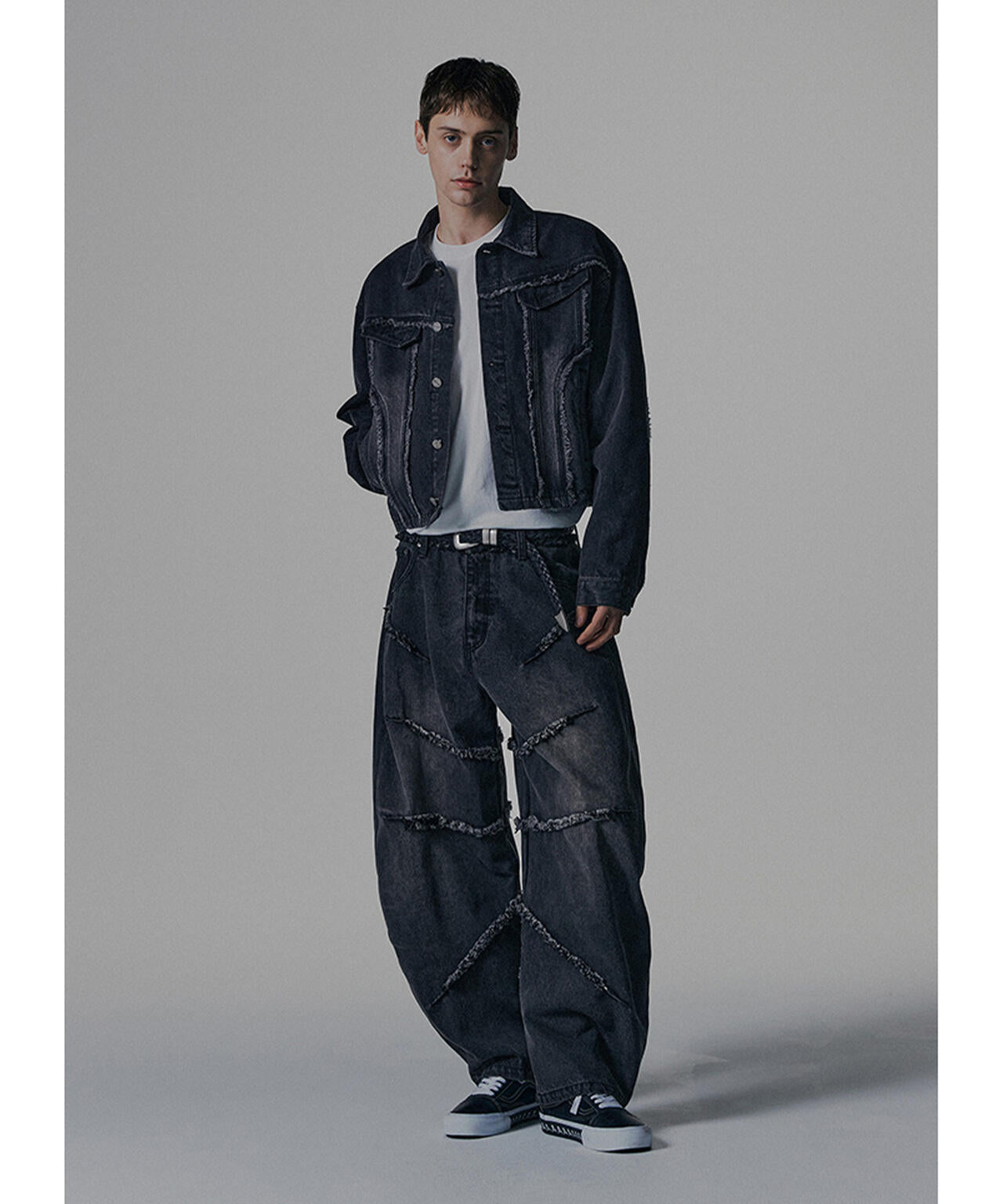 NOT4NERD/ノットフォーナード/CUT OFF CURVED DENIM PANTS