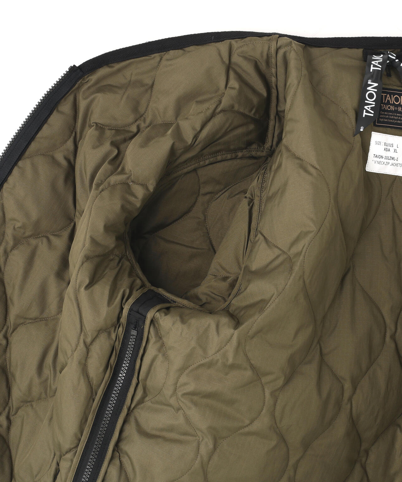 TAION/タイオン/MILITARY W-ZIP V NECK DOWN JACKET【UNISEX】