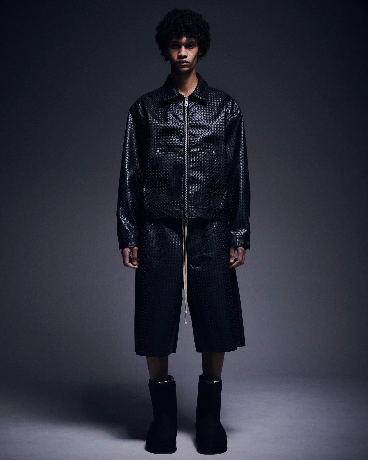 DankeSchon/ダンケシェーン/WOVEN FAUX LEATHER SHORTS