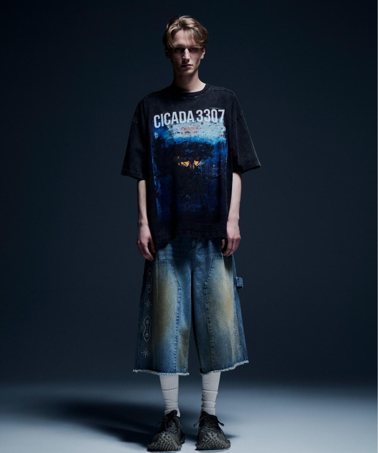 DankeSchon/ダンケシェーン/STUDS W-KNEE SHORTS DENIM