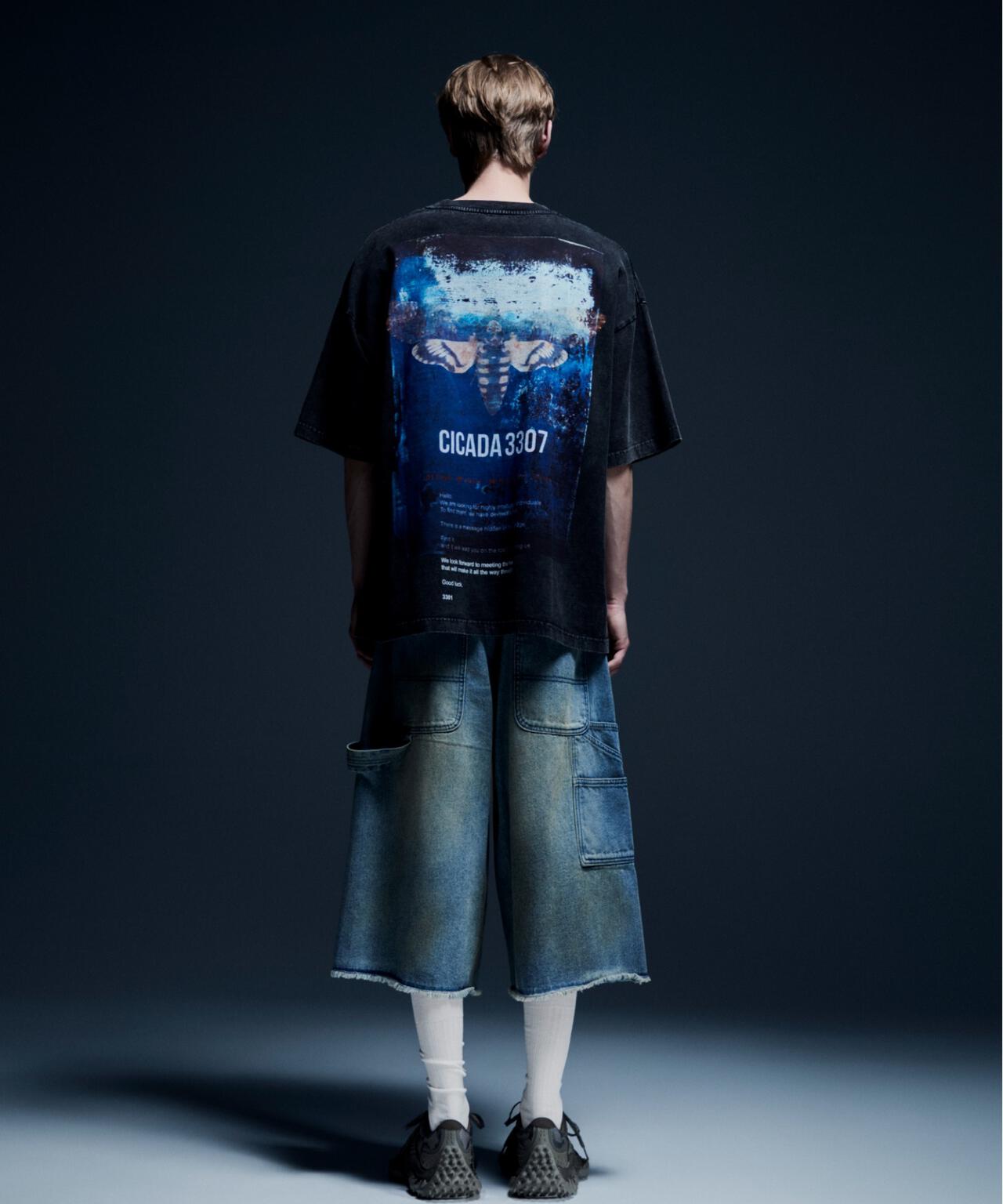 DankeSchon/ダンケシェーン/STUDS W-KNEE SHORTS DENIM