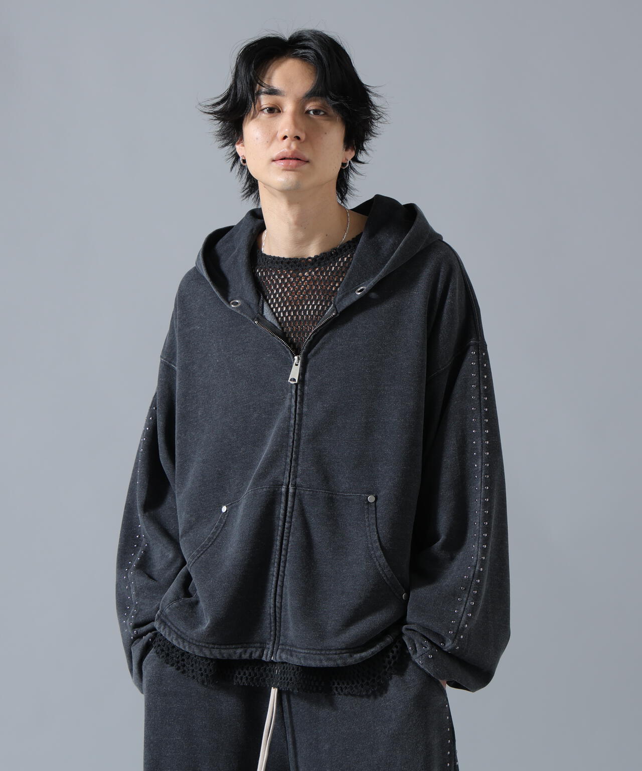 【WEB&DEPOT限定】DankeSchon/ダンケシェーン/STUDS SWEAT ZIP HOODIE