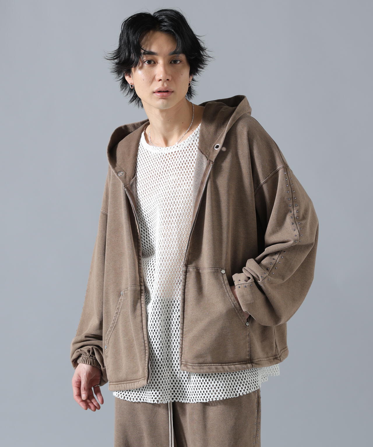 【WEB&DEPOT限定】DankeSchon/ダンケシェーン/STUDS SWEAT ZIP HOODIE