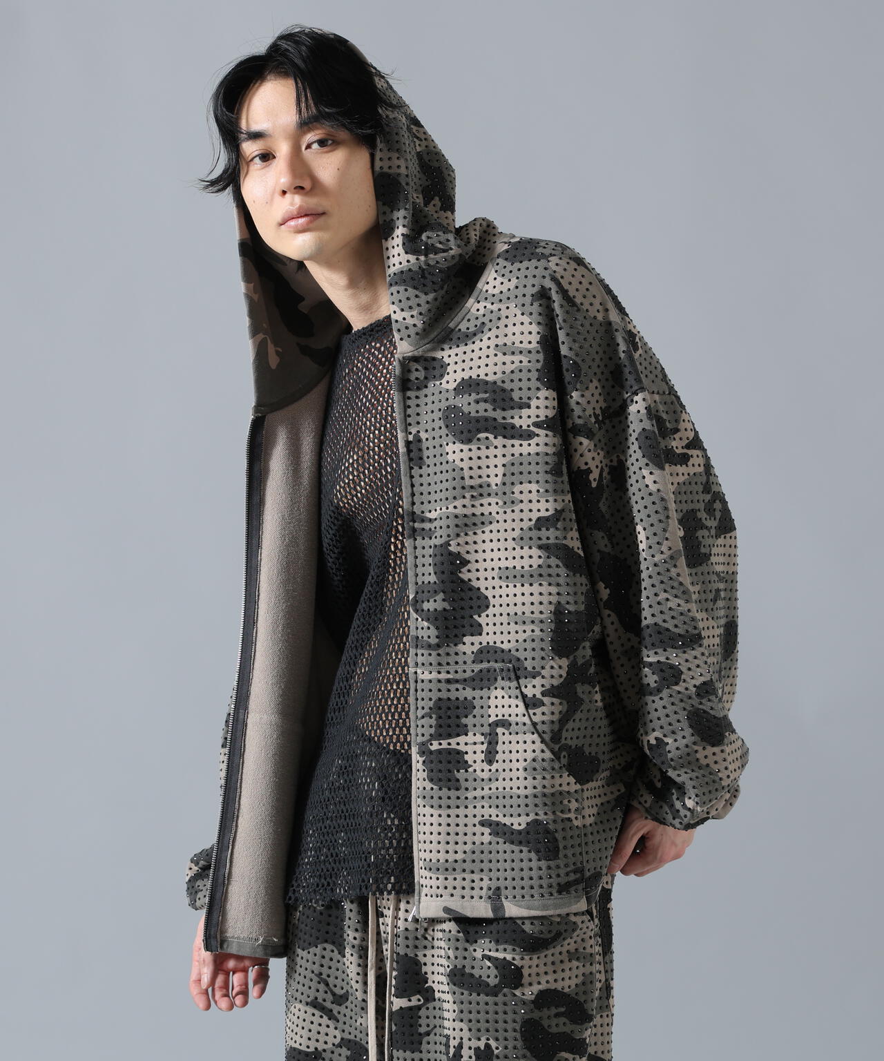 DankeSchon/ダンケシェーン/CAMO LINESTONE ZIP HOODIE