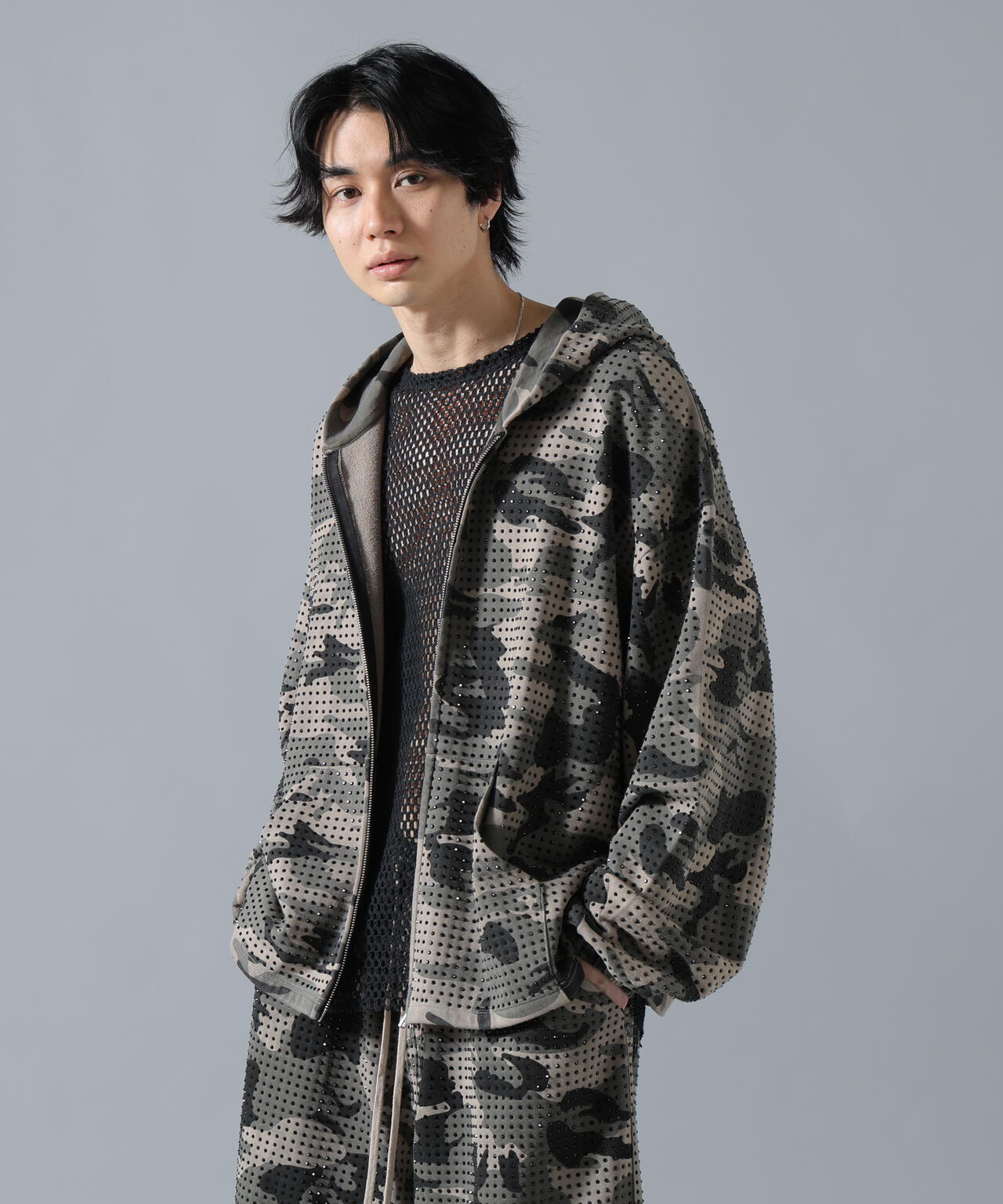 DankeSchon/ダンケシェーン/CAMO LINESTONE ZIP HOODIE