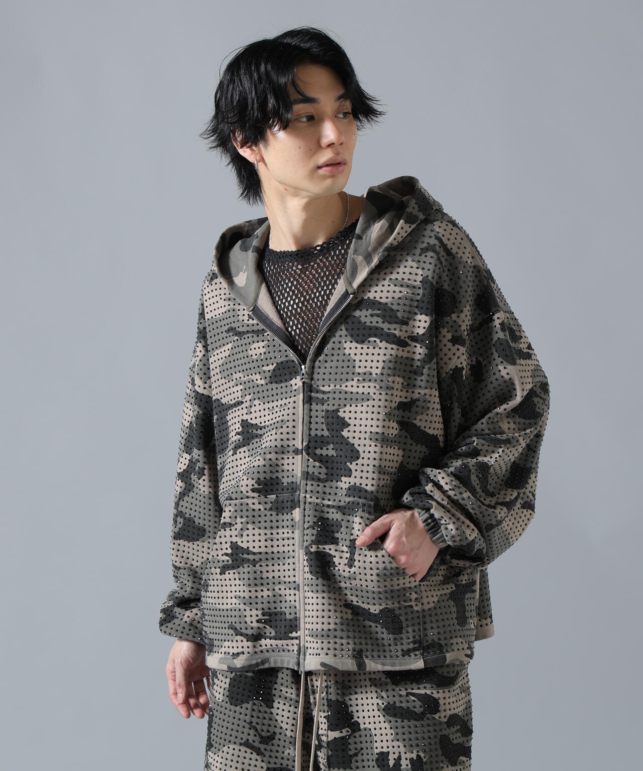 DankeSchon/ダンケシェーン/CAMO LINESTONE ZIP HOODIE