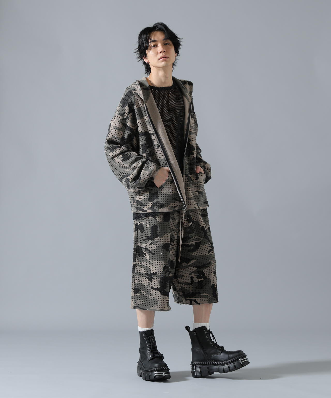 DankeSchon/ダンケシェーン/CAMO LINESTONE ZIP HOODIE