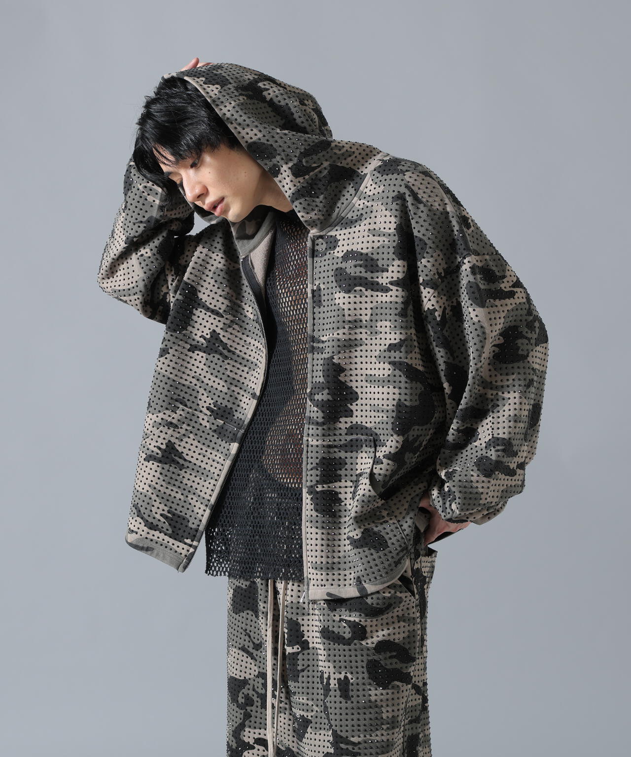 DankeSchon/ダンケシェーン/CAMO LINESTONE ZIP HOODIE