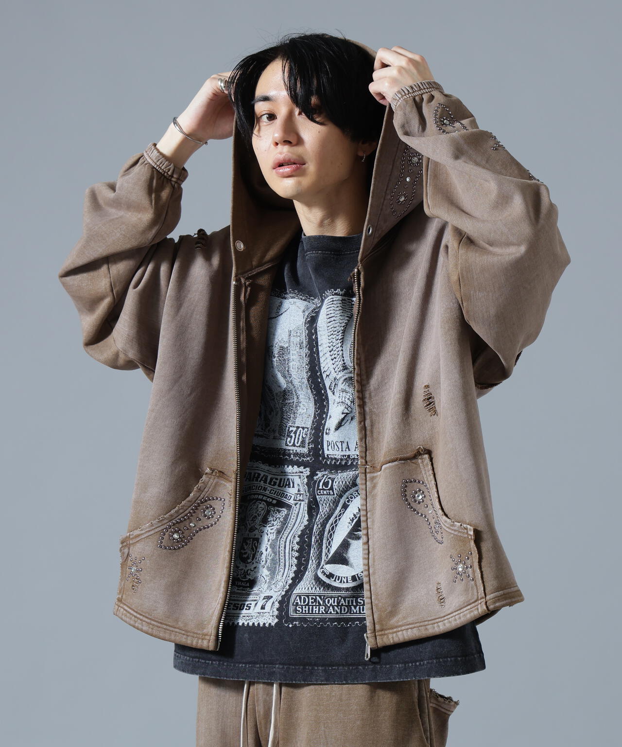 DankeSchon/ダンケシェーン/STUDS SWEAT ZIP HOODIE