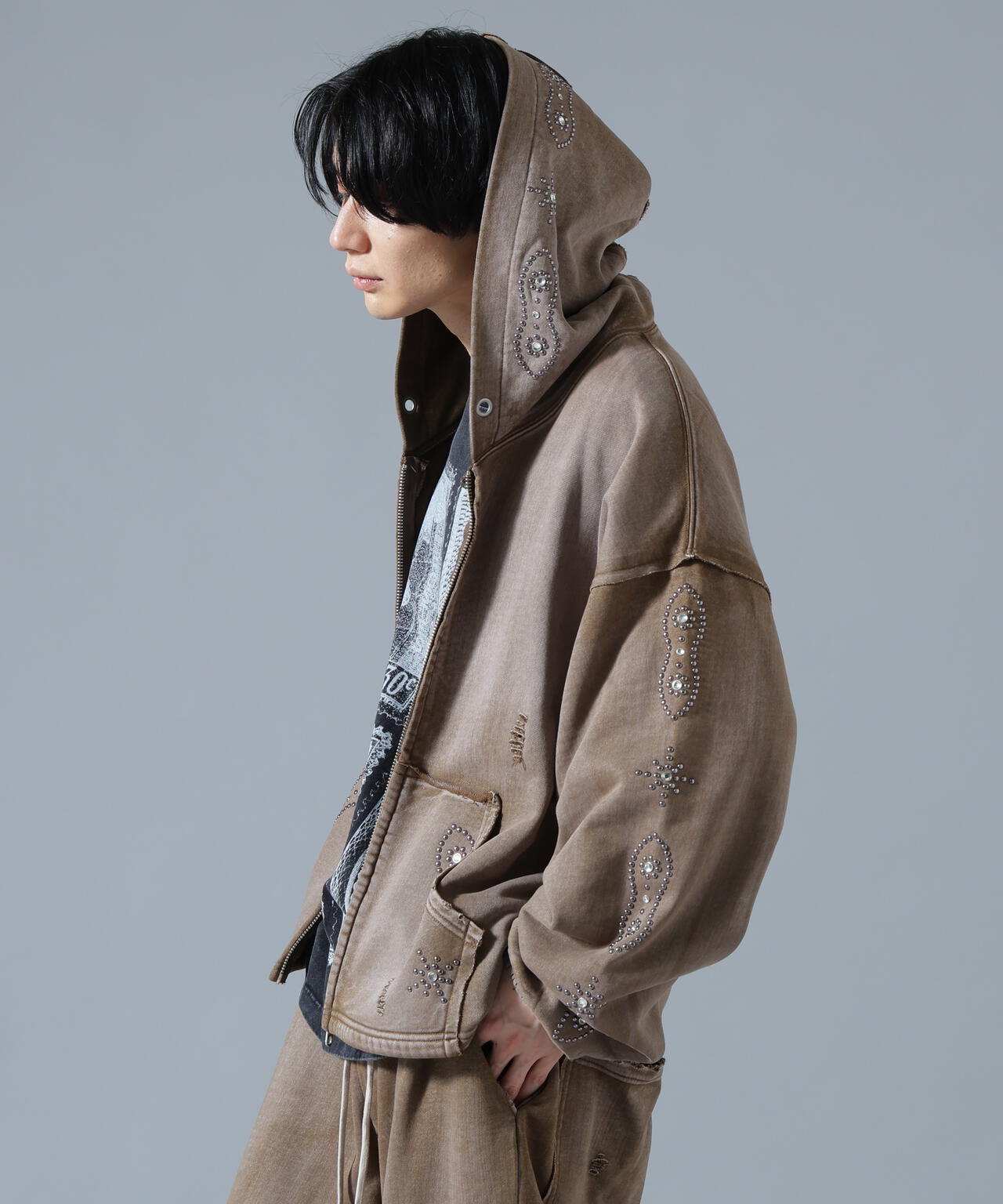 DankeSchon/ダンケシェーン/STUDS SWEAT ZIP HOODIE