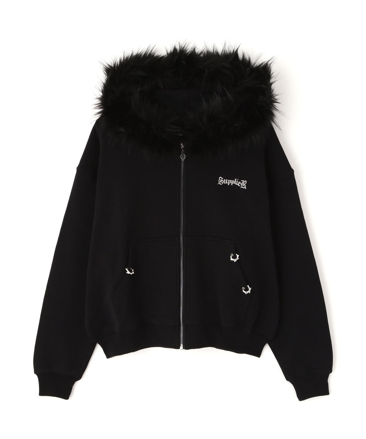 SUPPLIER/サプライヤー/【LHP EXCLUSIVE】FAUX FUR CROPPED CROSS ZIP HOODIE