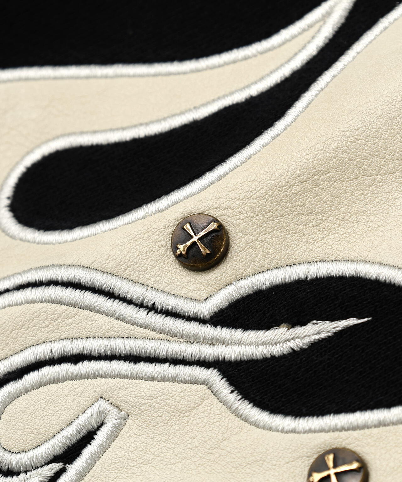 SUPPLIER/サプライヤー/Fire Tribal Leather Patch Zip Hoodie
