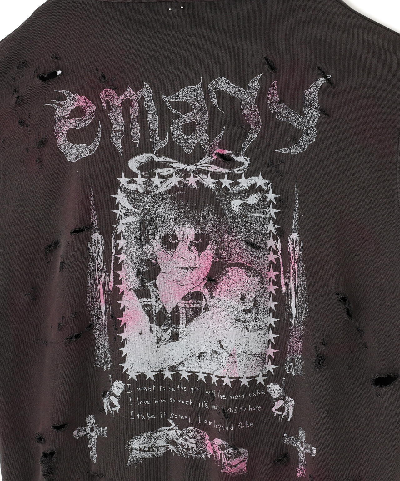 emary/エメリー/Damaged Psycho candy hoodie