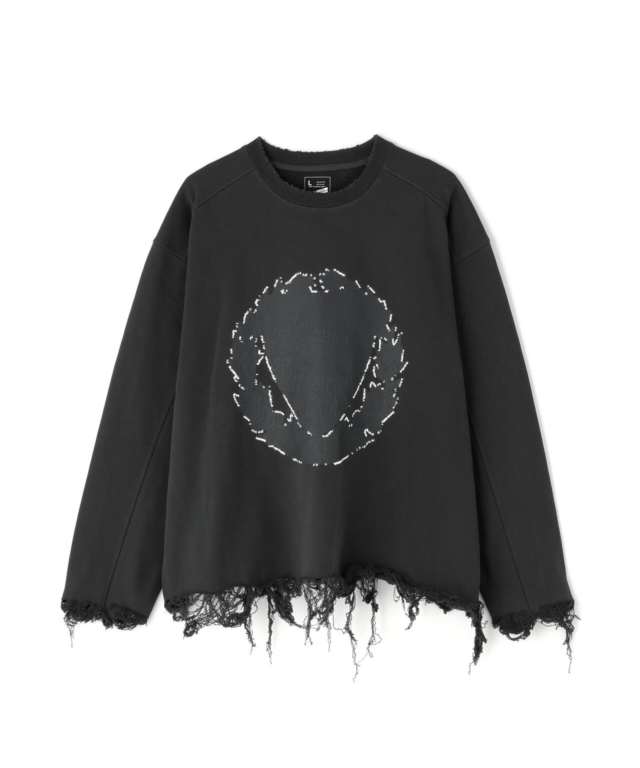 DankeSchon/ダンケシェーン/CUT FRINGE SWEAT CREWNECK EMBLEM