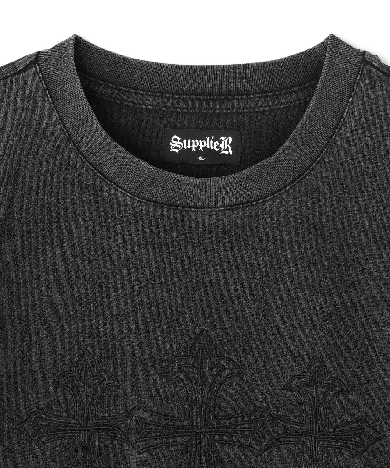 SUPPLIER/サプライヤー/Vintage Wash Embroidery Cross Tee