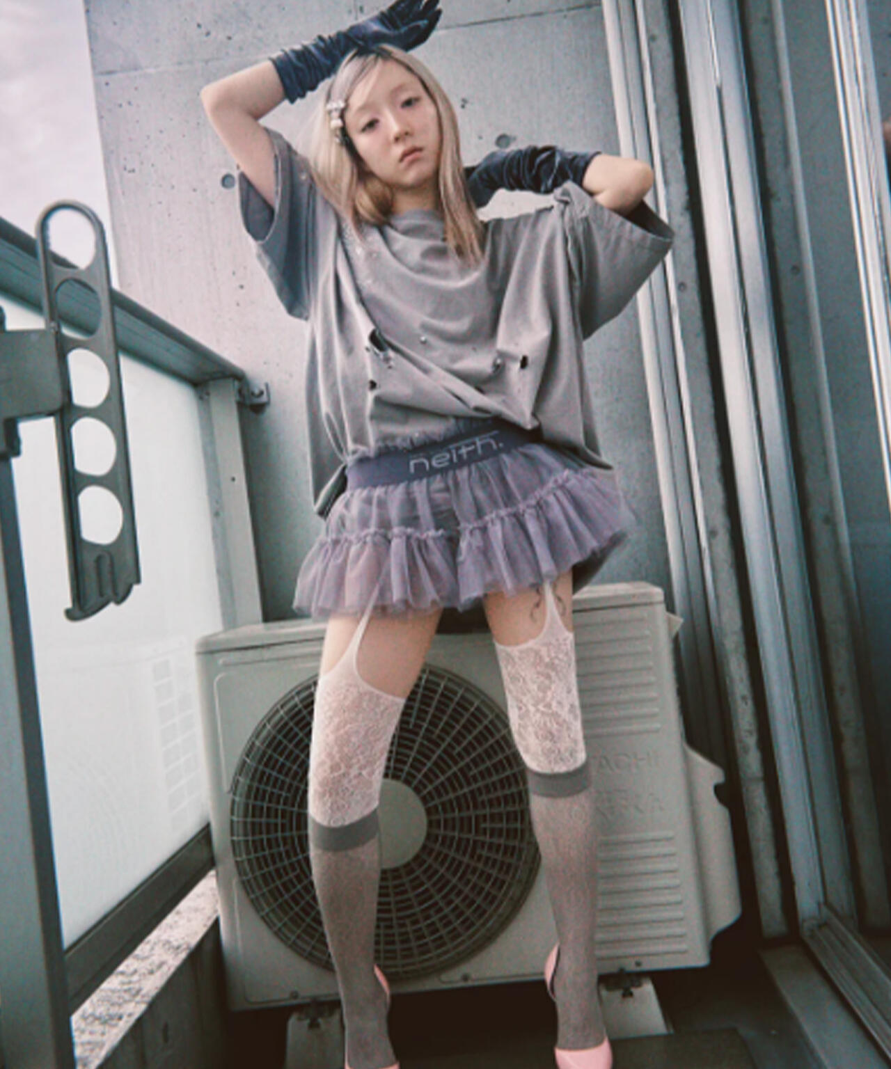 neith./ネイス/Multi Tulle Top(Gray)