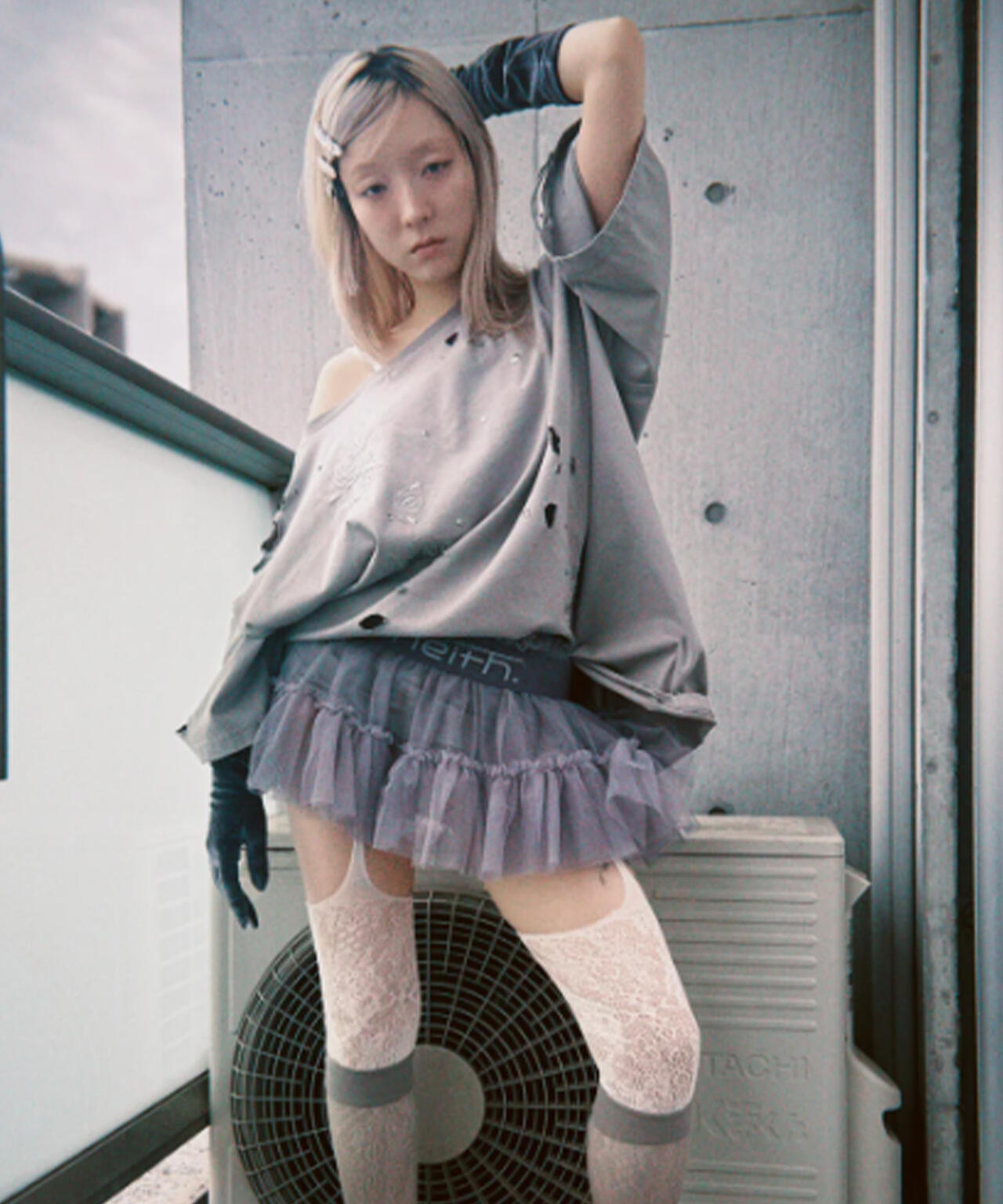 neith./ネイス/Multi Tulle Top(Gray)