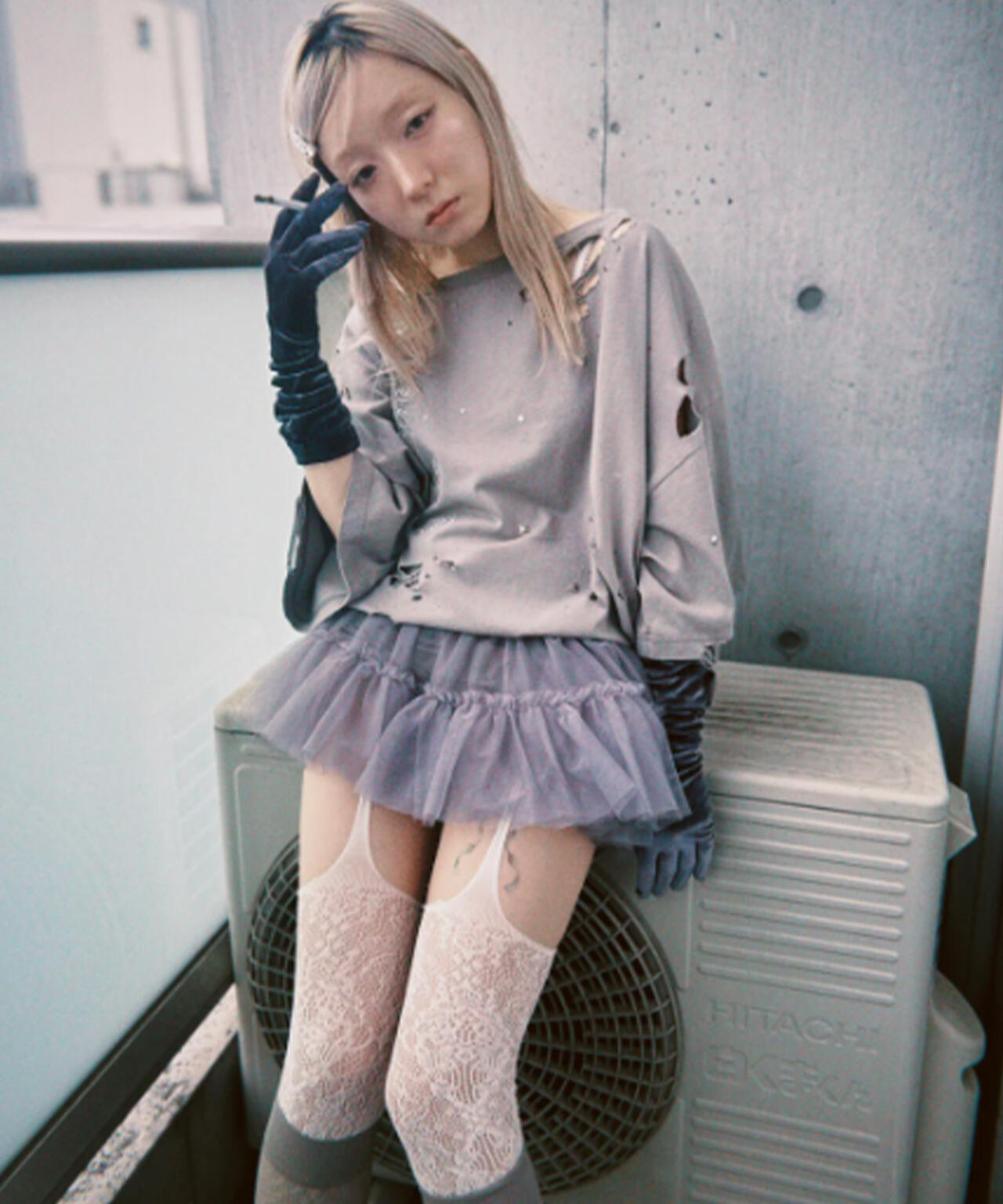 neith./ネイス/Multi Tulle Top(Gray)