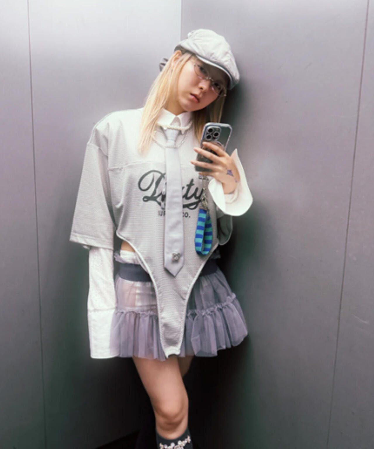 neith./ネイス/Multi Tulle Top(Gray)