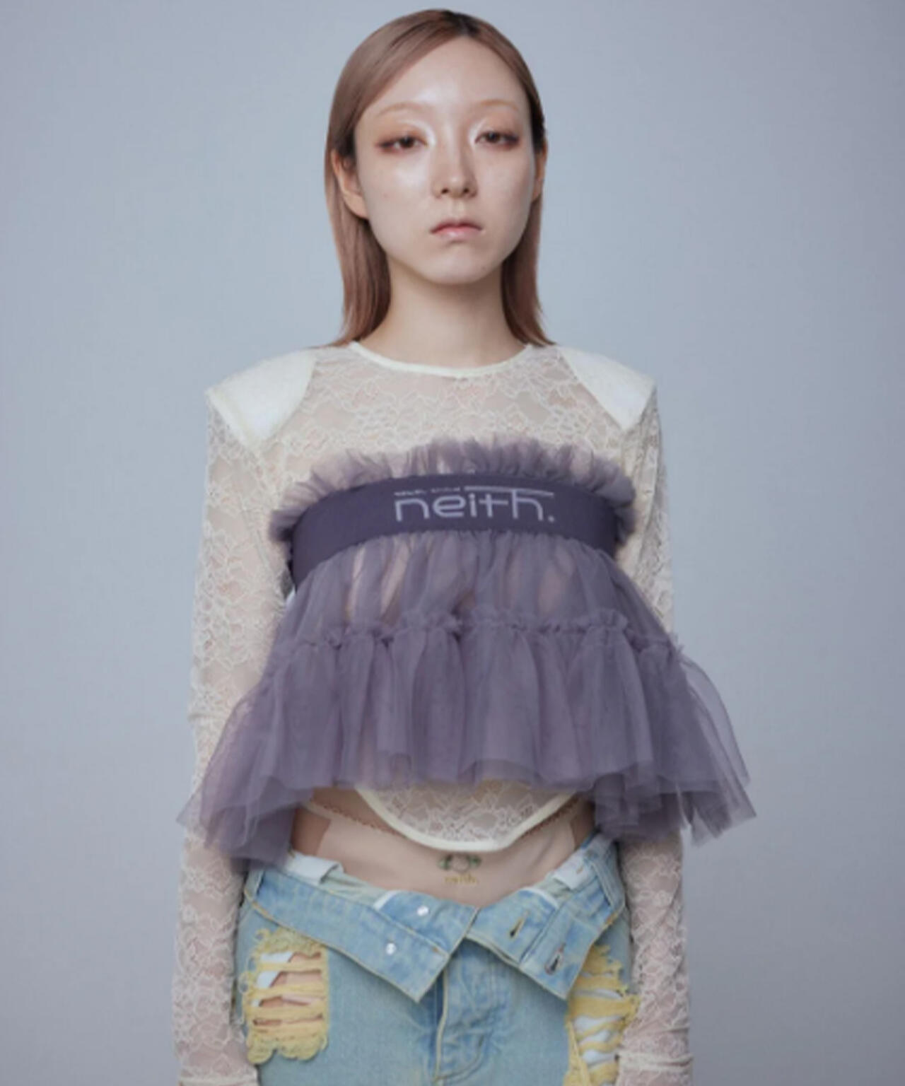 neith./ネイス/Multi Tulle Top(Gray)
