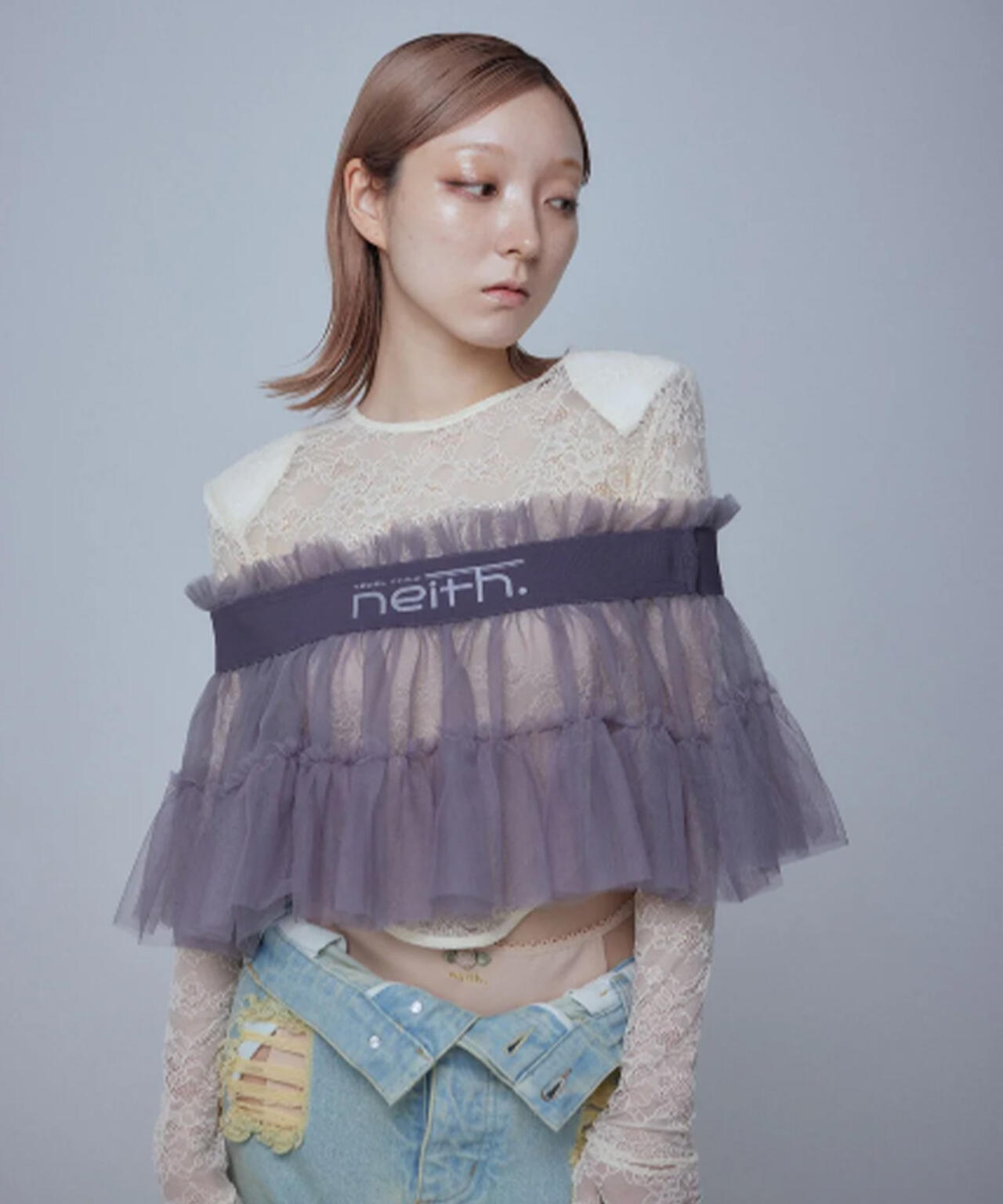 neith./ネイス/Multi Tulle Top(Gray)