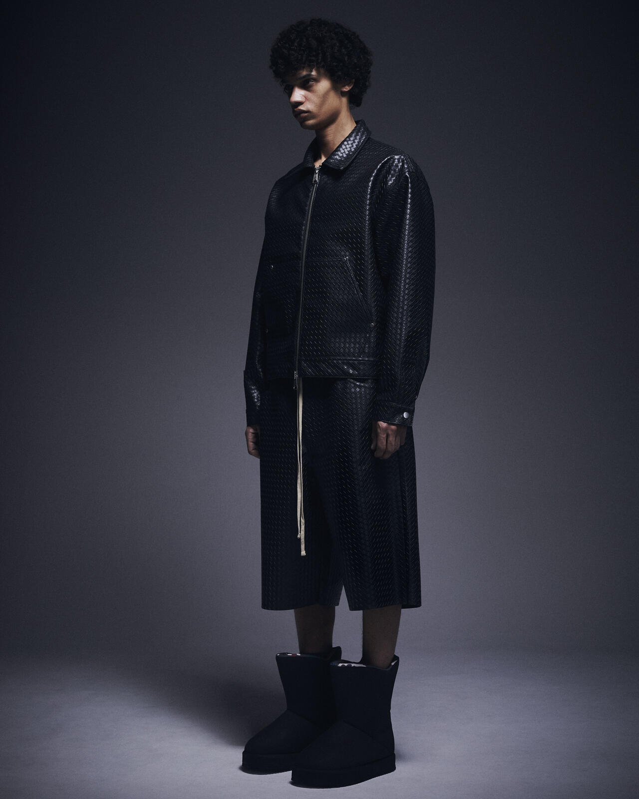 DankeSchon/ダンケシェーン/WOVEN FAUX LEATHER BLOUSON